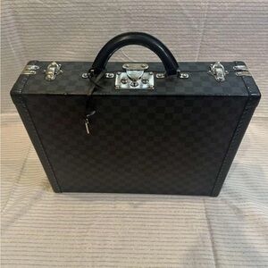 Louis Vuitton Checkered President Briefcase in Black Damier Graphite Silver